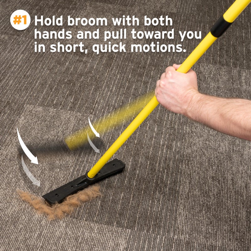 FURemover Original Pet Hair Rubber Broom with Squeegee, with 58â€ Telescopic Handle for Carpet, Tile and Hardwood and Handheld Lint Brush Combo - Image 3